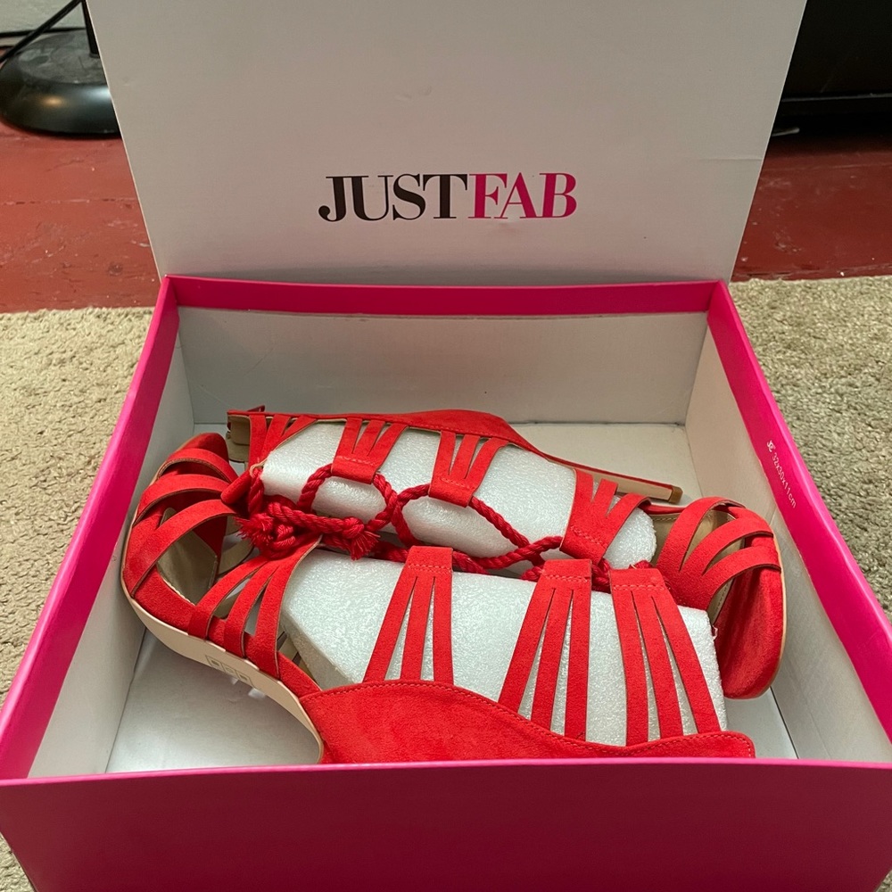 JustFab Red Strappy Naveah Heels